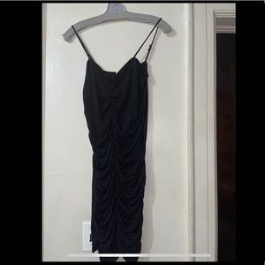 Ruched Black Mini Dress